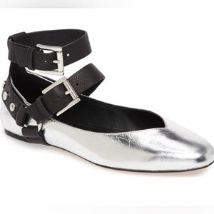 Rebecca Minkoff Vivica Metallic Silver and Black Ballet Flats!!!